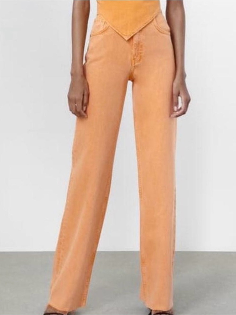 ZARA Orange Wide Leg Jeans Size 10
